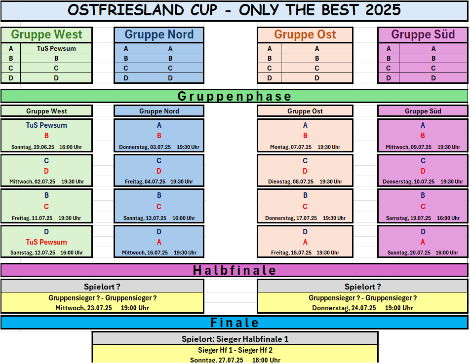 Spielplan 2025 Rahmen